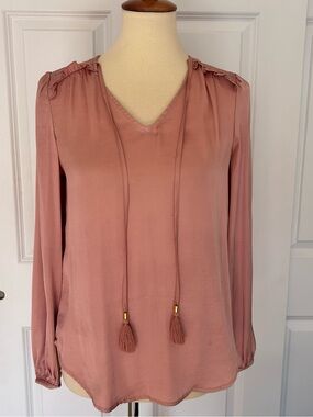 Philosophy Dusty Rose Silky Tassel Blouse
